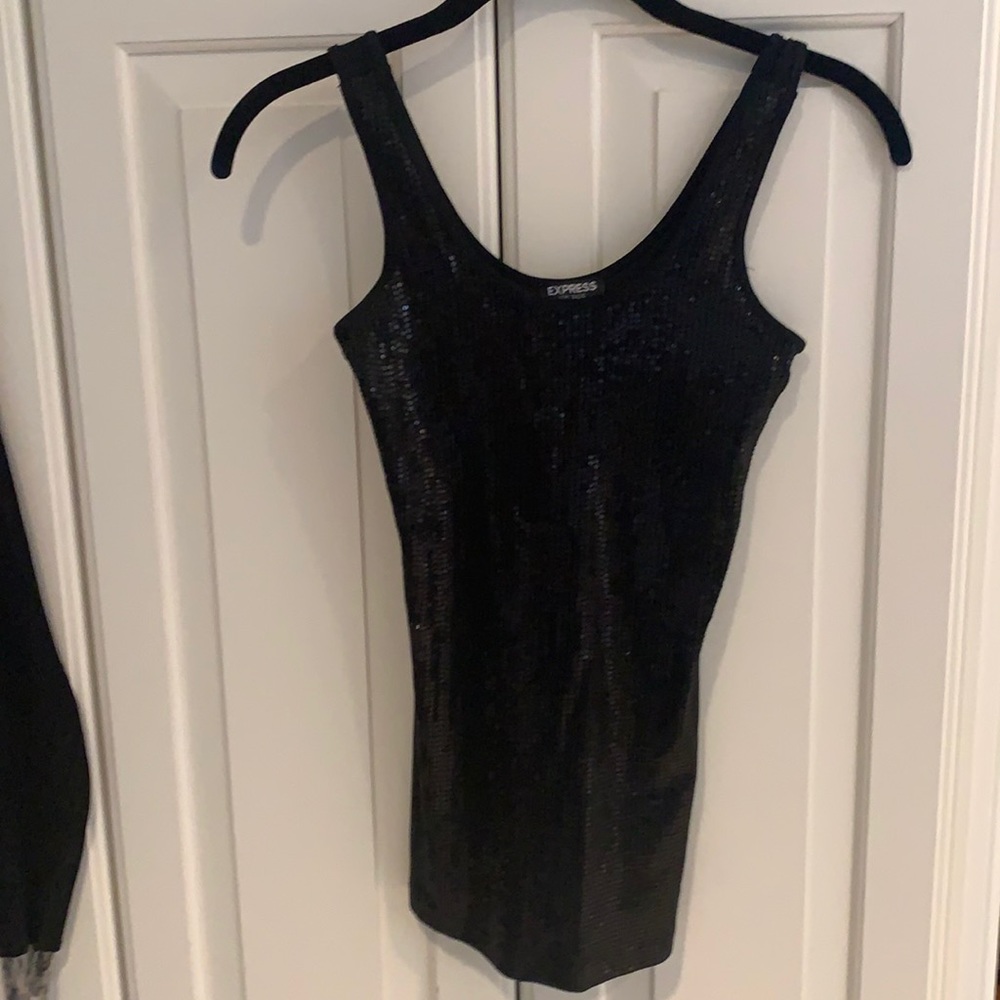 Express XS Black Sequins in front tank top. Soft inside. Perfect for holidays